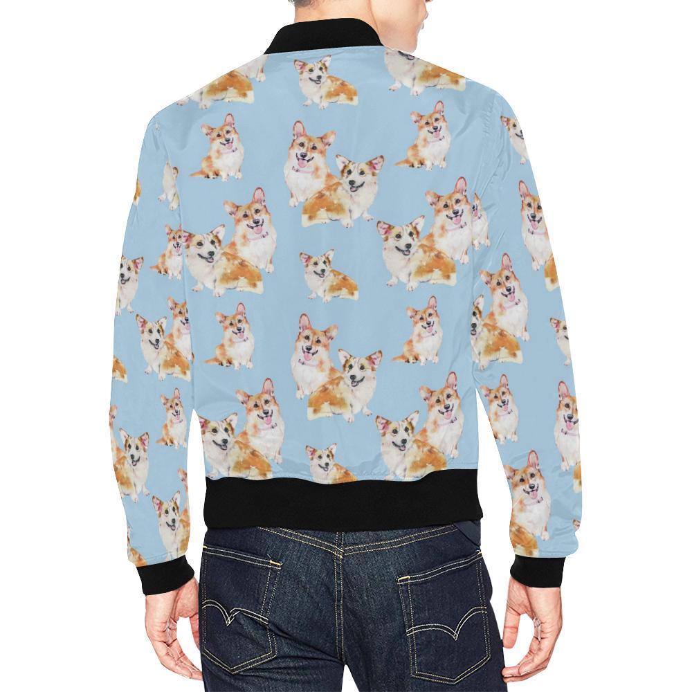 Corgi Portrait Pastel Pattern Print Men's Bomber Jacket-grizzshop
