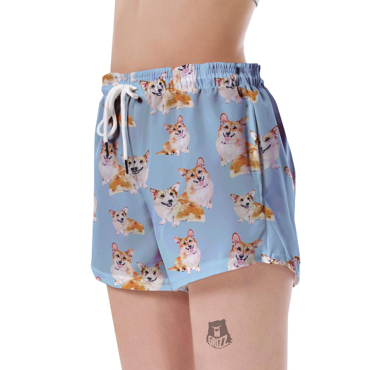 Corgi Portrait Pastel Pattern Print Women's Shorts-grizzshop