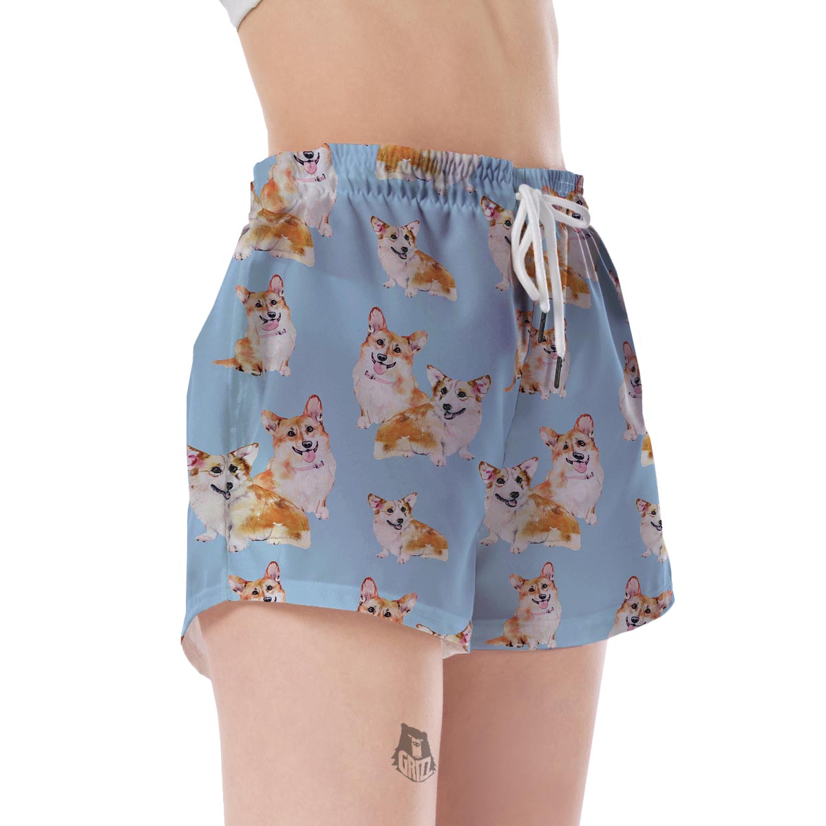 Corgi Portrait Pastel Pattern Print Women's Shorts-grizzshop