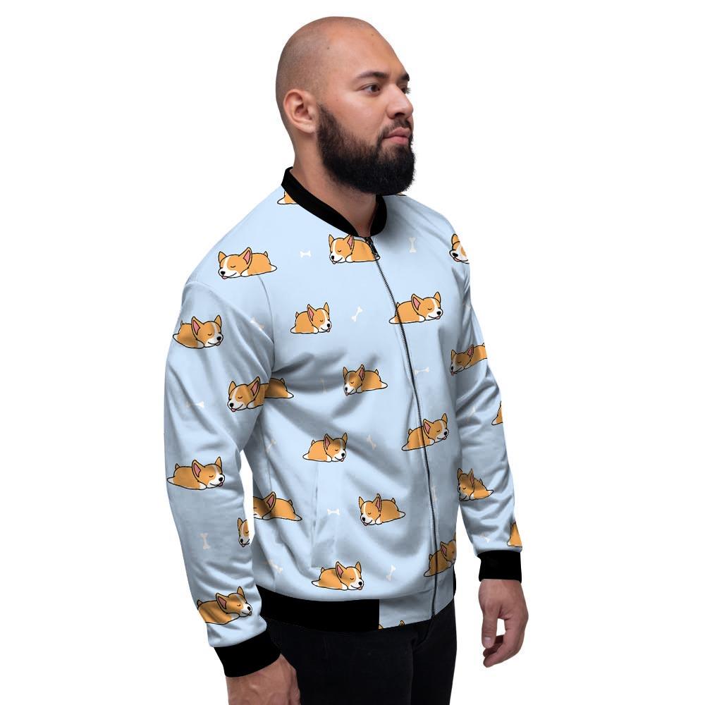 Corgi Sleeping Print Pattern Men's Bomber Jacket-grizzshop
