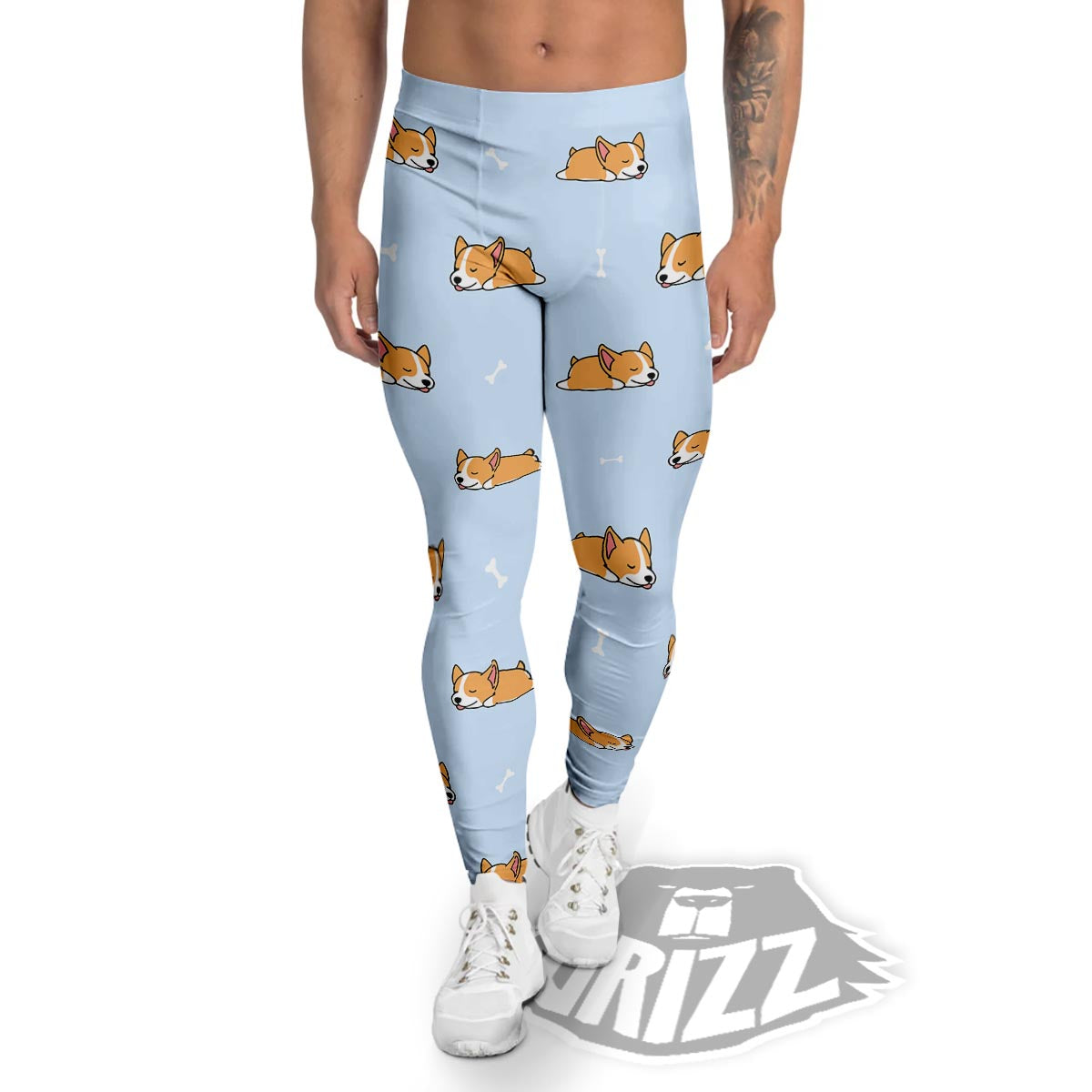Corgi Sleeping Print Pattern Men's Leggings-grizzshop