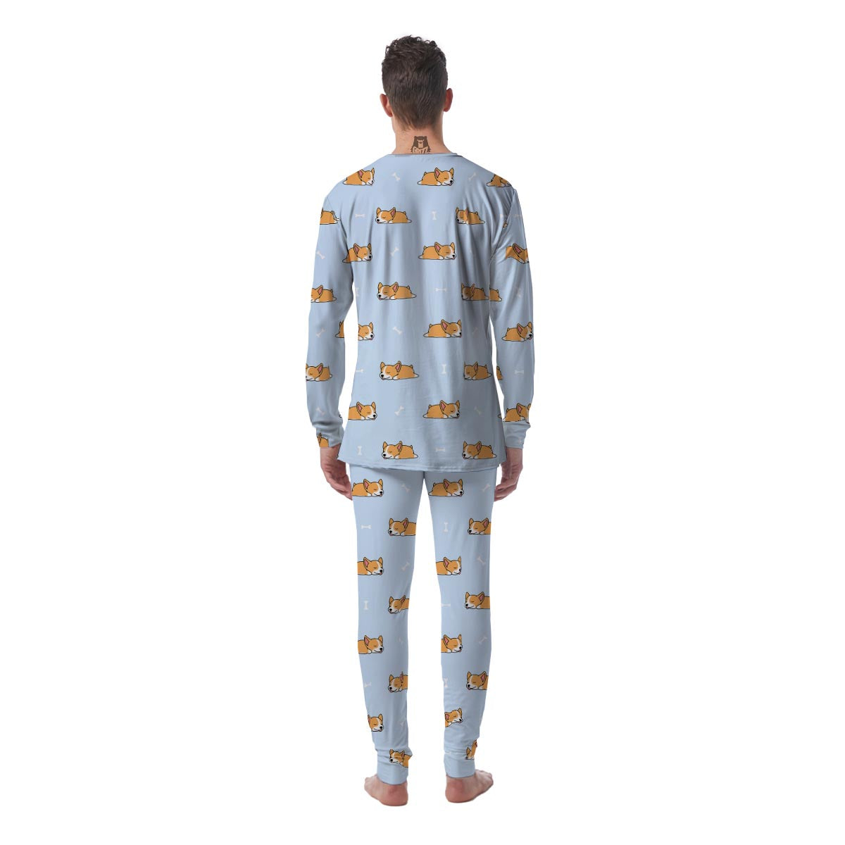 Corgi Sleeping Print Pattern Men's Pajamas-grizzshop