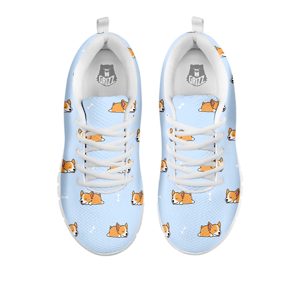Corgi Sleeping Print Pattern White Sneaker-grizzshop