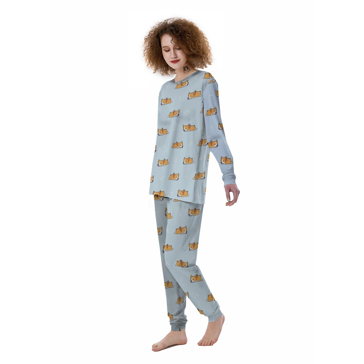 Corgi Sleeping Print Pattern Women's Pajamas-grizzshop