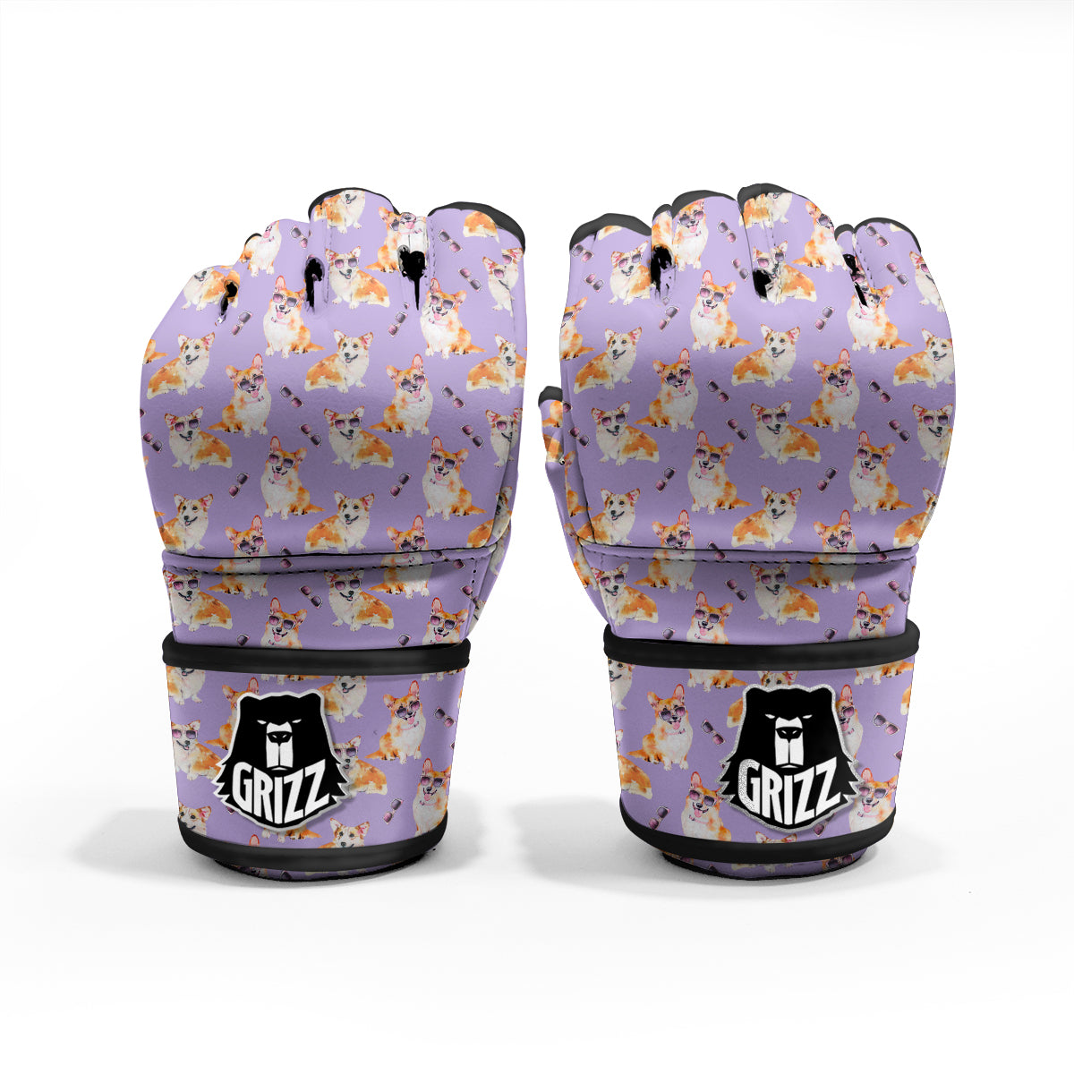 Corgi Watercolor Print Pattern MMA Gloves-grizzshop