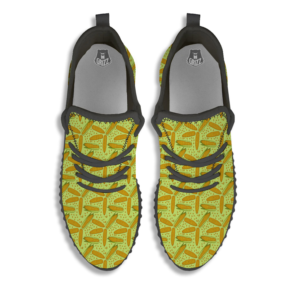 Corn On Cob Print Pattern Black Walking Shoes-grizzshop