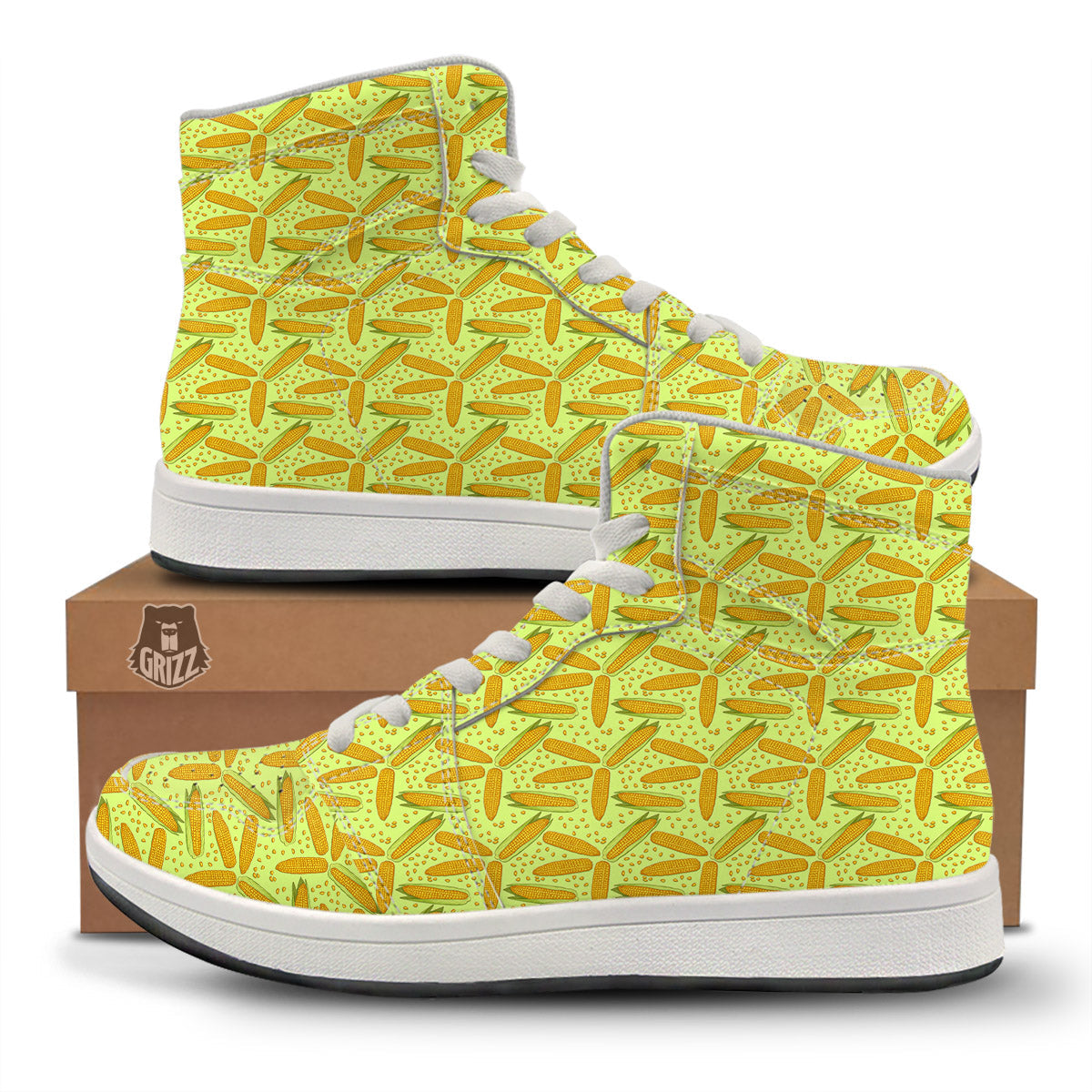 Corn On Cob Print Pattern High Top Sneakers-grizzshop