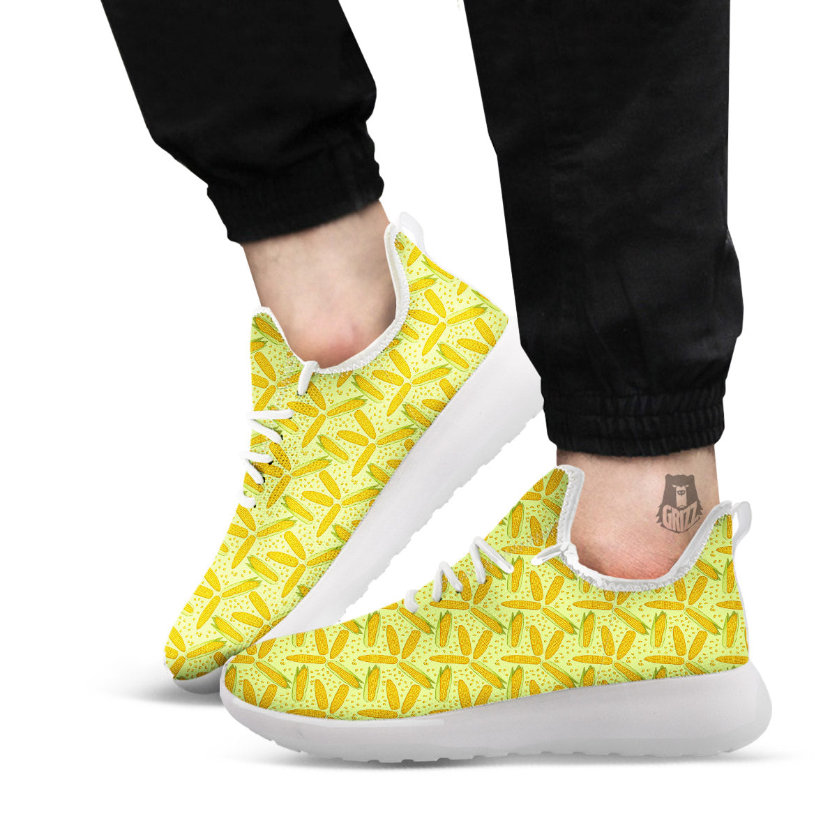 Corn On Cob Print Pattern White Athletic Shoes-grizzshop