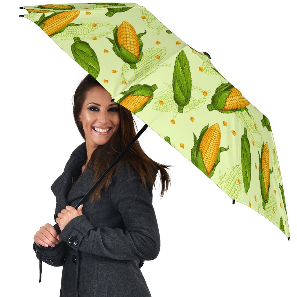Corn Pattern Print Automatic Foldable Umbrella-grizzshop