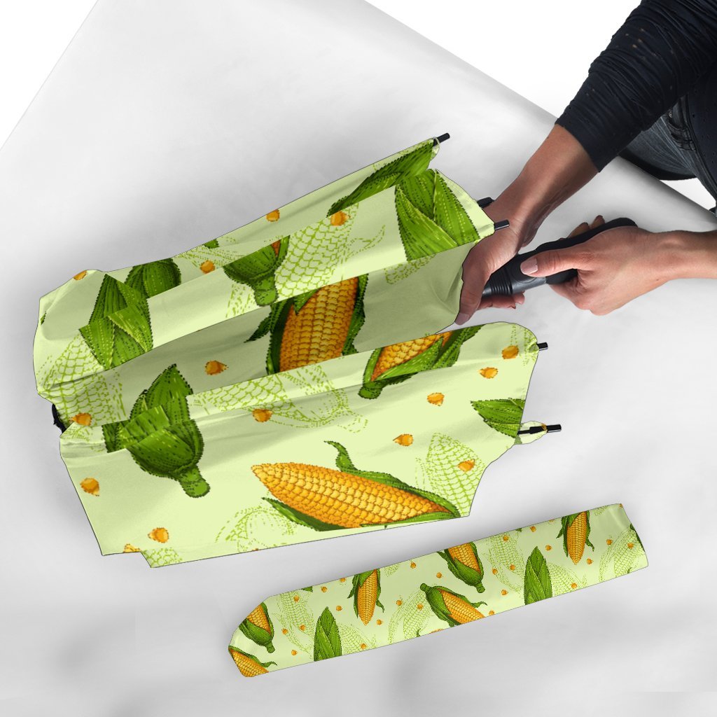 Corn Pattern Print Automatic Foldable Umbrella-grizzshop