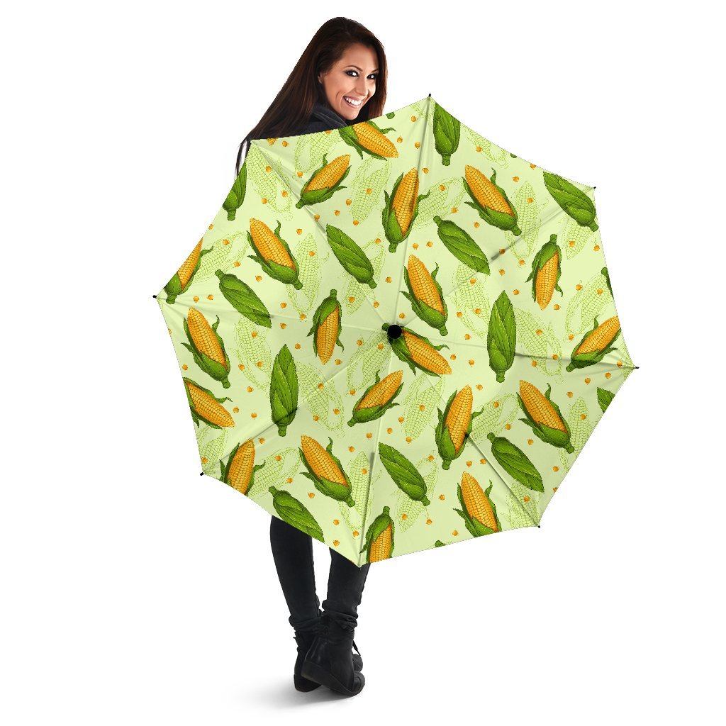 Corn Pattern Print Automatic Foldable Umbrella-grizzshop