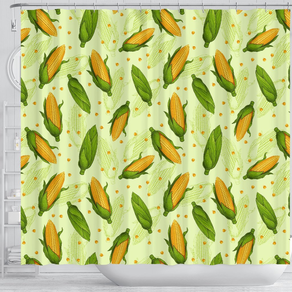 Corn Pattern Print Bathroom Shower Curtain-grizzshop