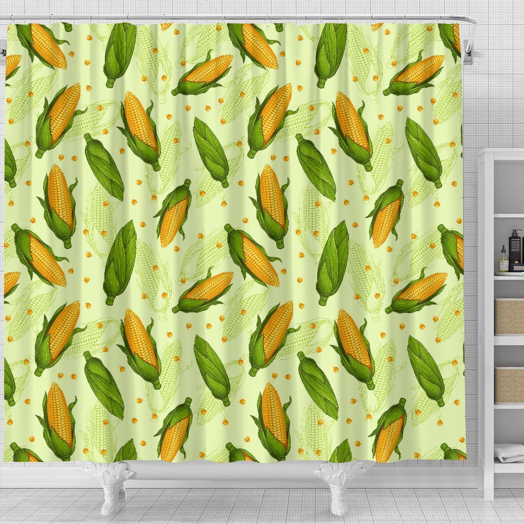 Corn Pattern Print Bathroom Shower Curtain-grizzshop