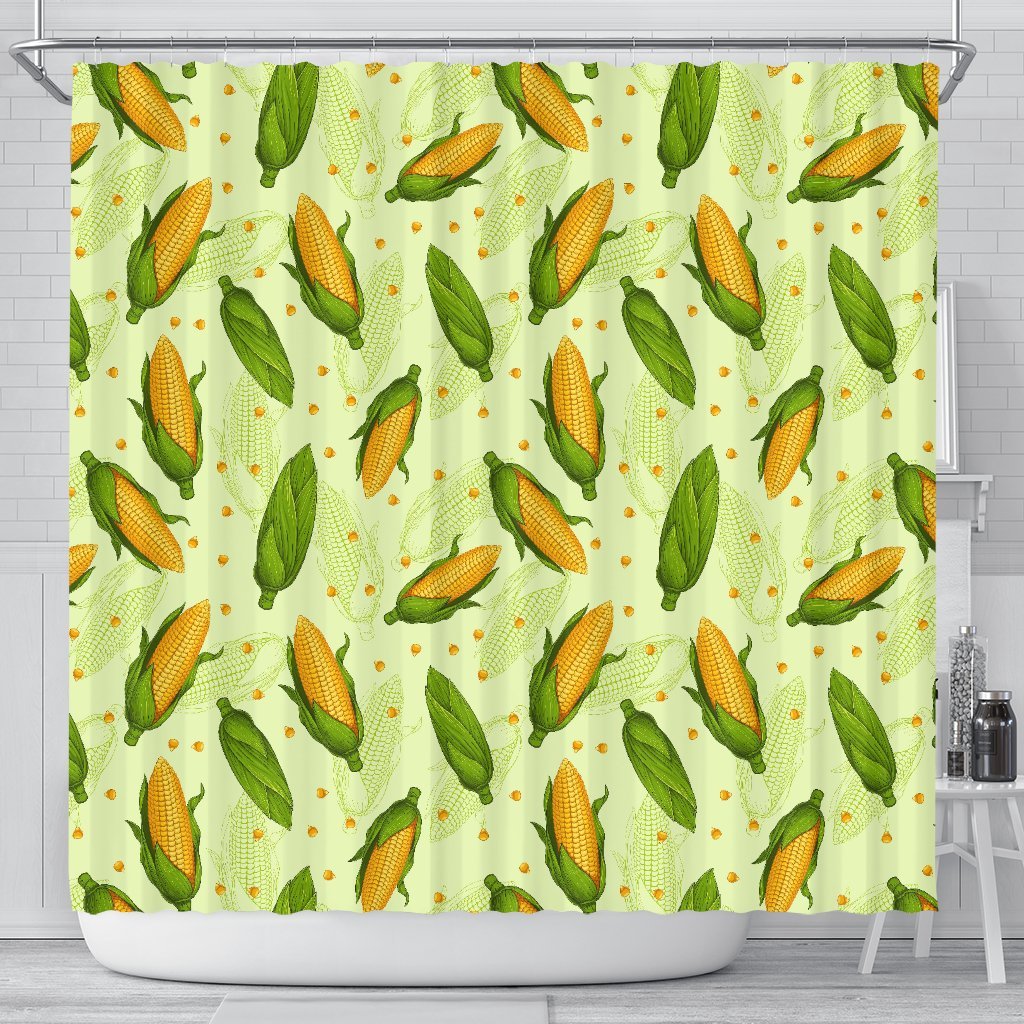 Corn Pattern Print Bathroom Shower Curtain-grizzshop