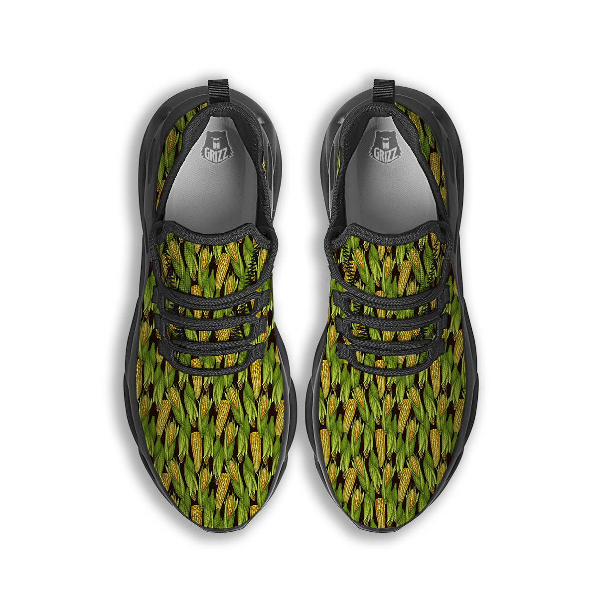 Corn Pattern Print Black Running Shoes-grizzshop