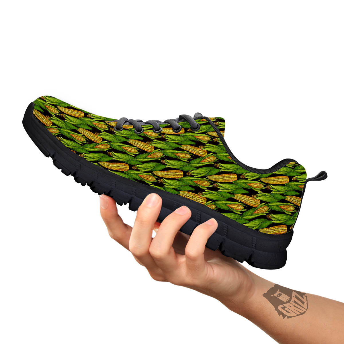 Corn Pattern Print Black Sneaker-grizzshop