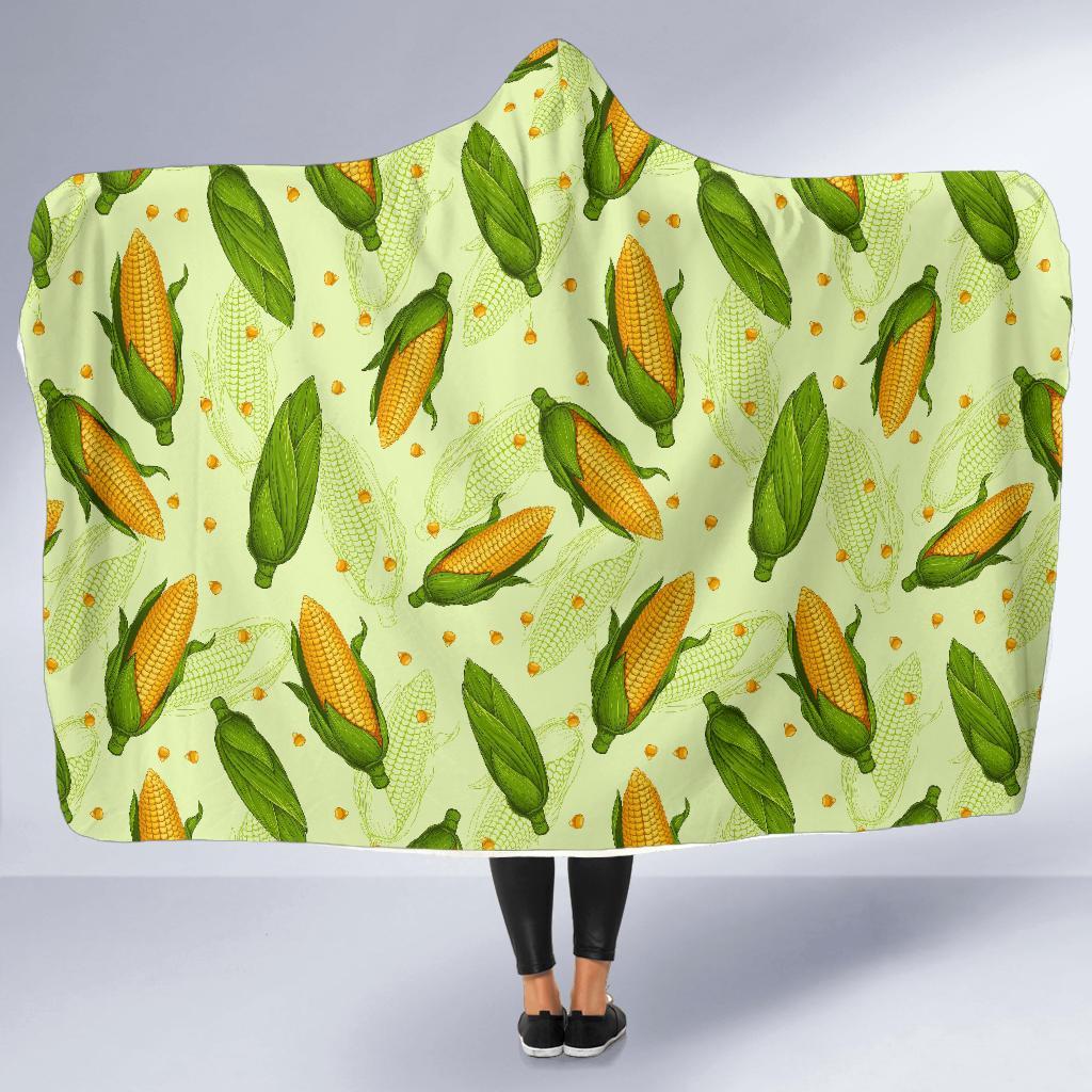 Corn Pattern Print Hooded Blanket-grizzshop