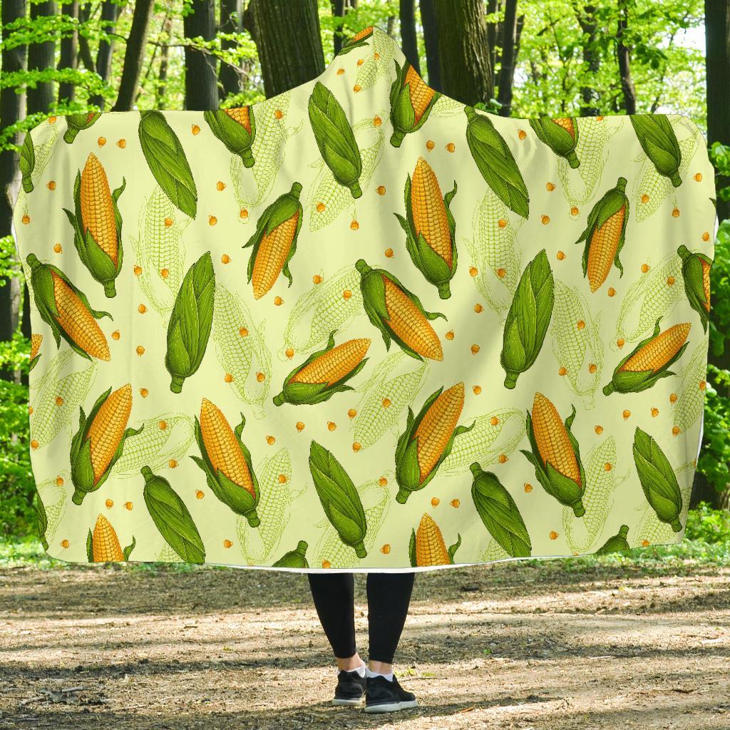 Corn Pattern Print Hooded Blanket-grizzshop