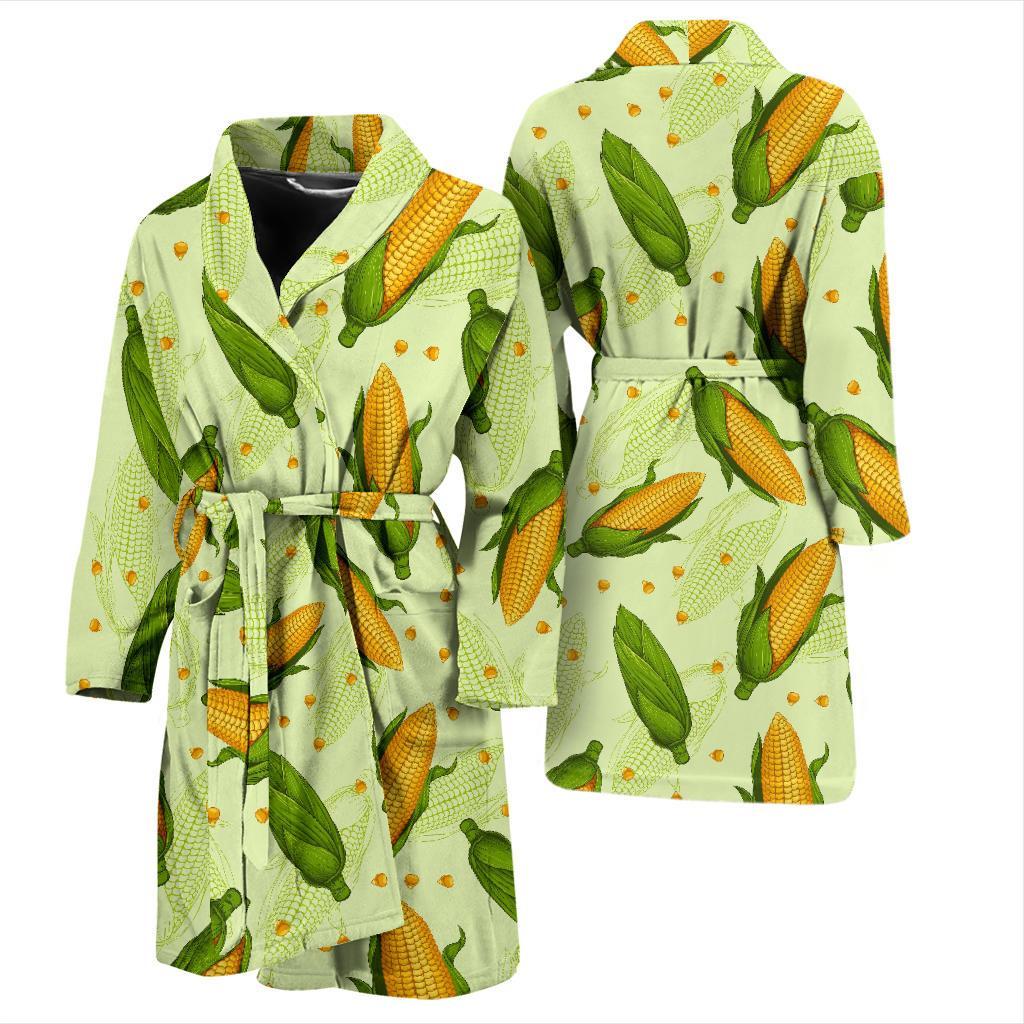 Corn Pattern Print Men Long Robe-grizzshop