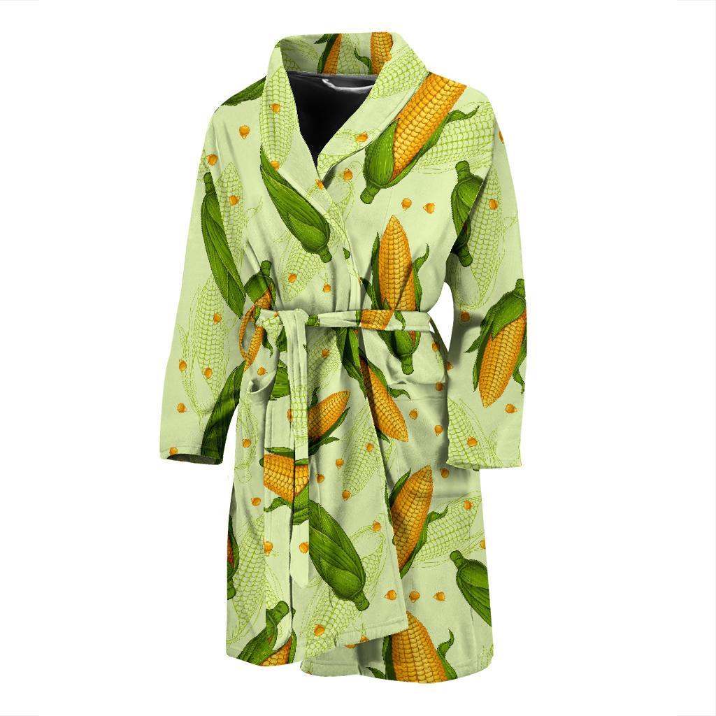 Corn Pattern Print Men Long Robe-grizzshop