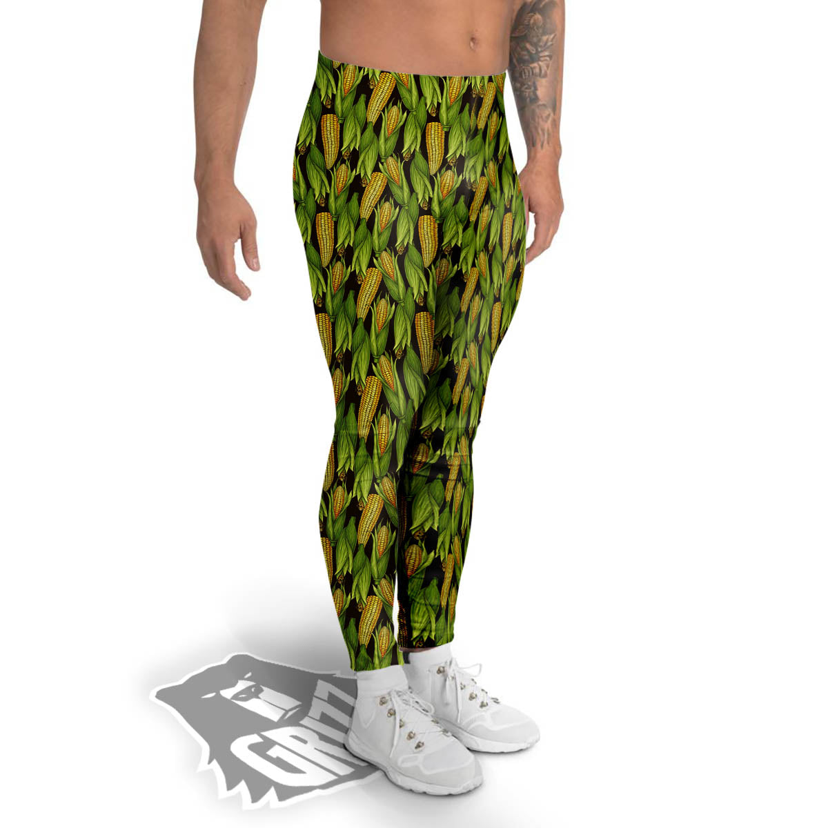 Corn Pattern Print Men's Leggings-grizzshop