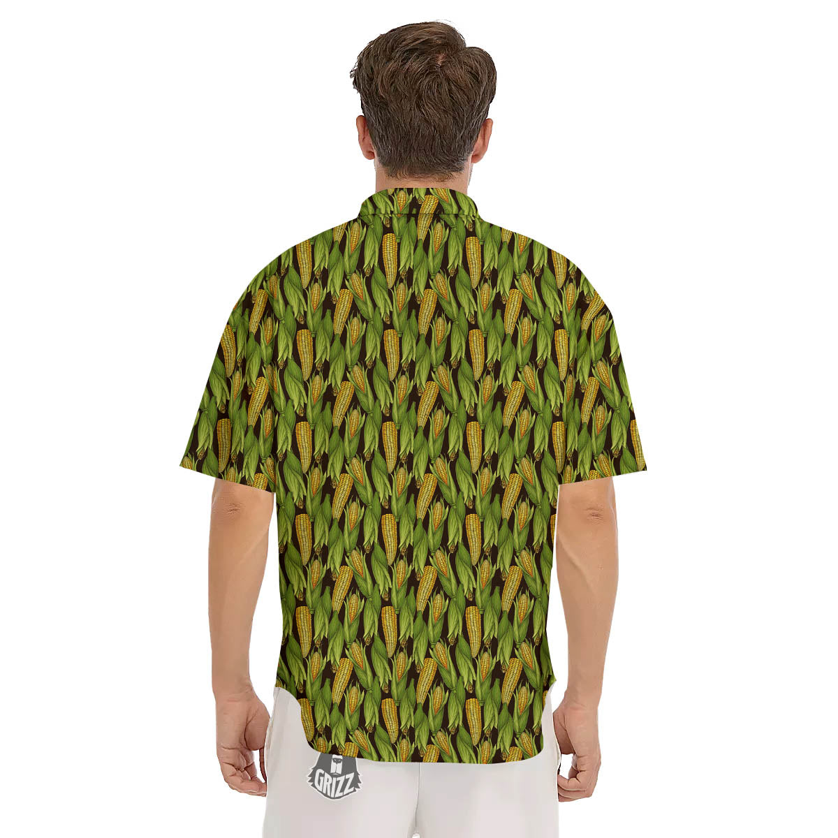 Corn Pattern Print Men's Short Sleeve Shirts-grizzshop