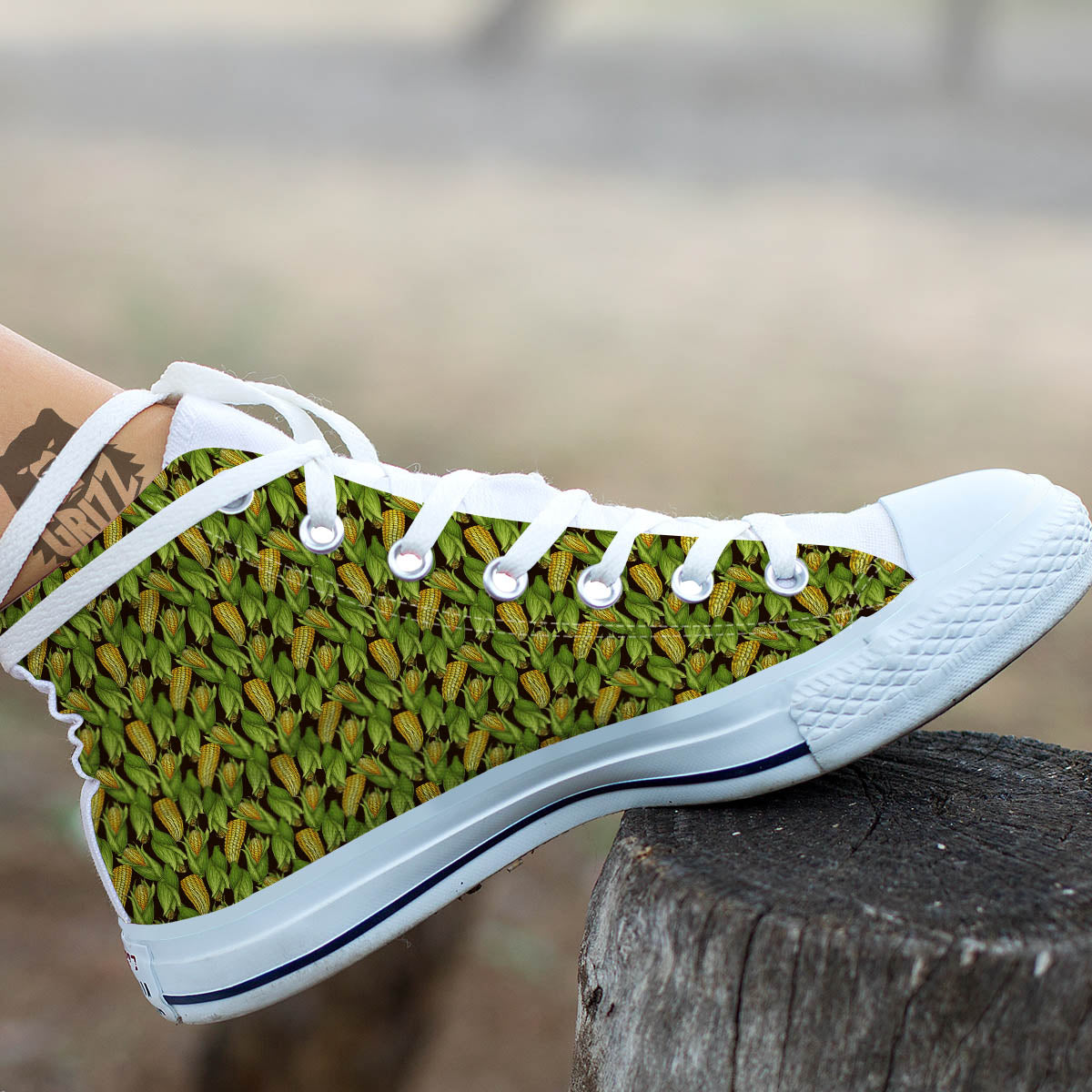 Corn Pattern Print White High Top Shoes-grizzshop