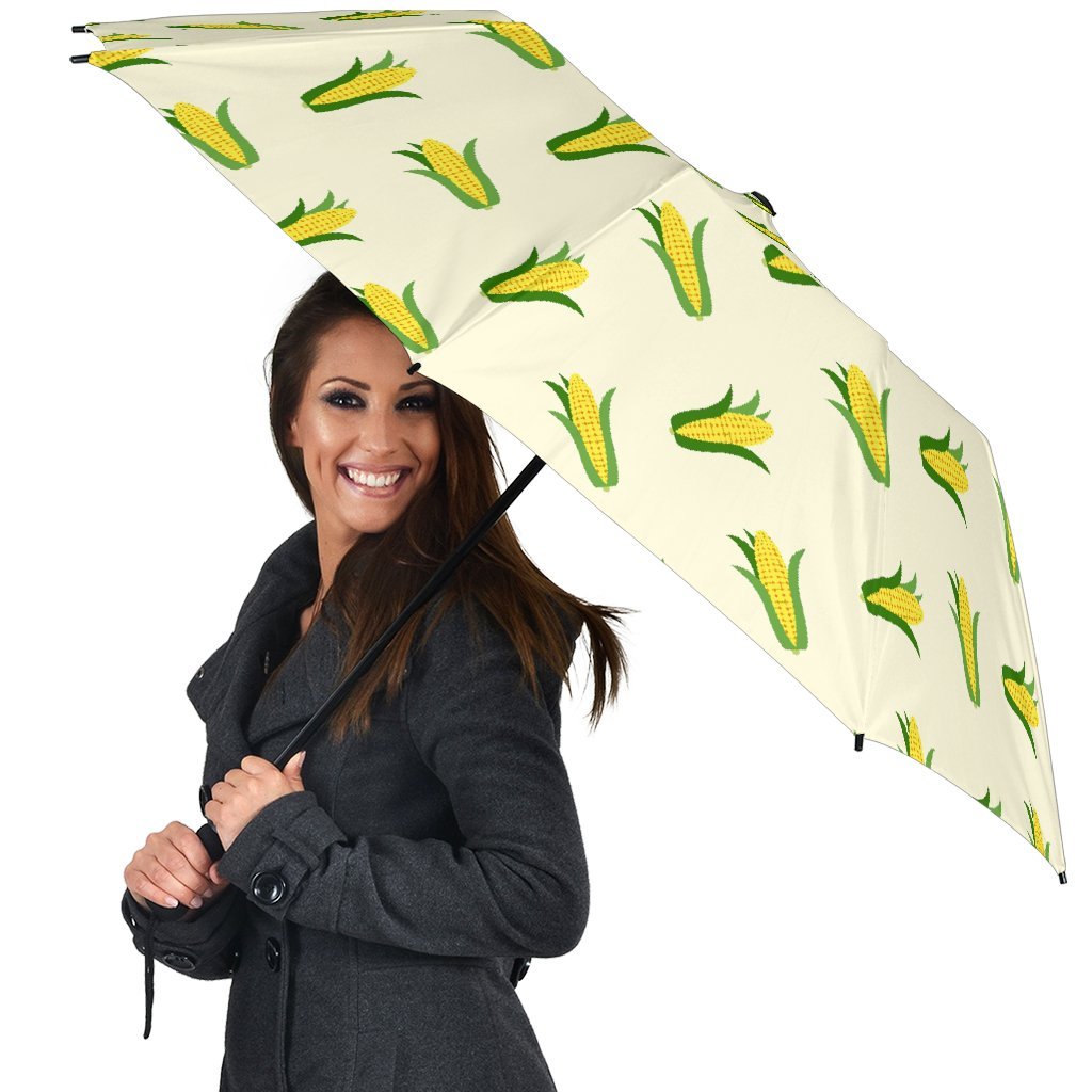 Corn Print Pattern Automatic Foldable Umbrella-grizzshop