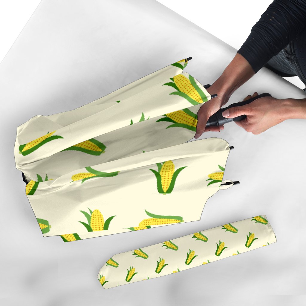Corn Print Pattern Automatic Foldable Umbrella-grizzshop