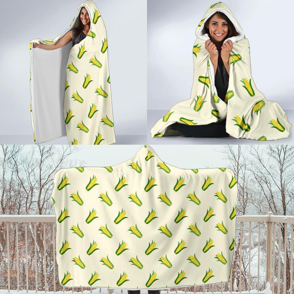 Corn Print Pattern Hooded Blanket-grizzshop