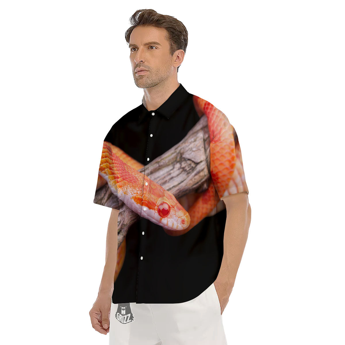 Corn Snake Amel Motley Print Men's Short Sleeve Shirts-grizzshop