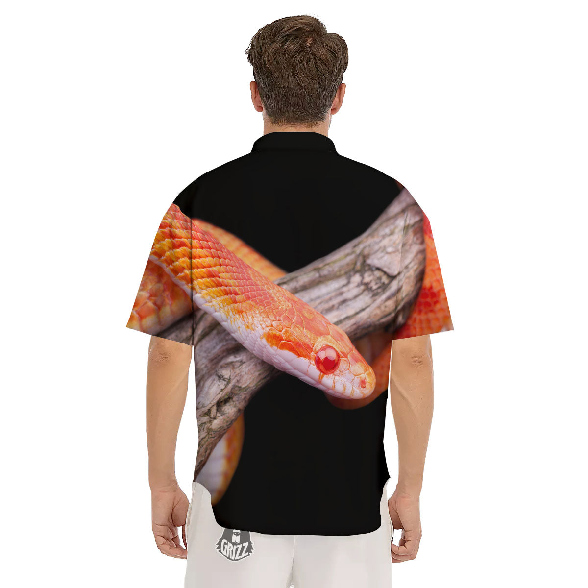 Corn Snake Amel Motley Print Men's Short Sleeve Shirts-grizzshop