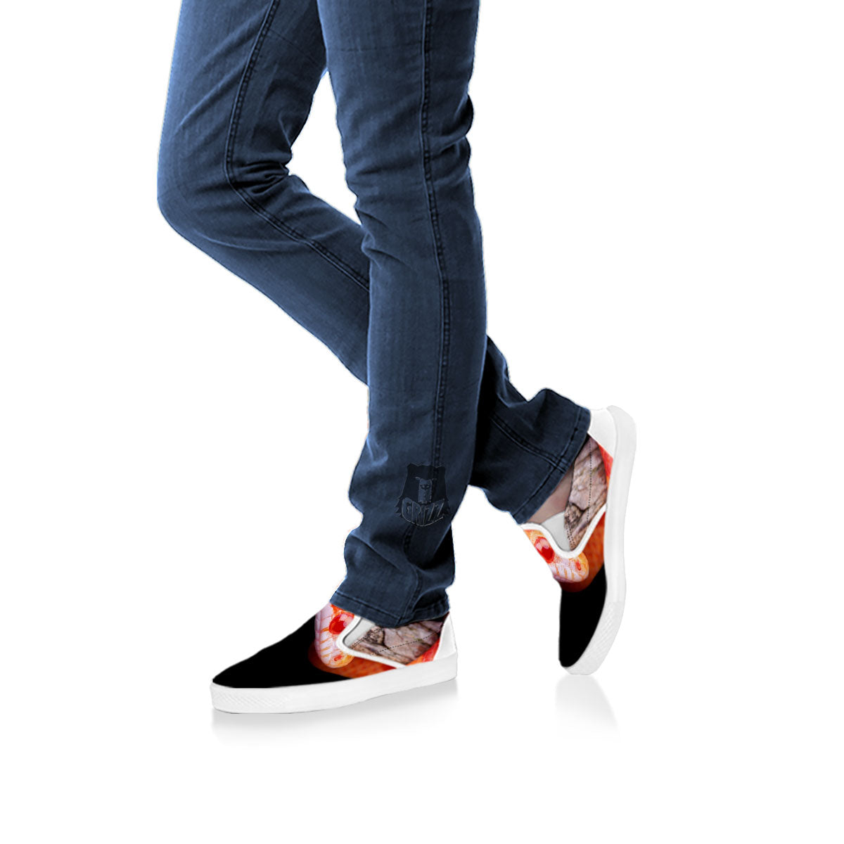 Corn Snake Amel Motley Print White Slip On Shoes-grizzshop