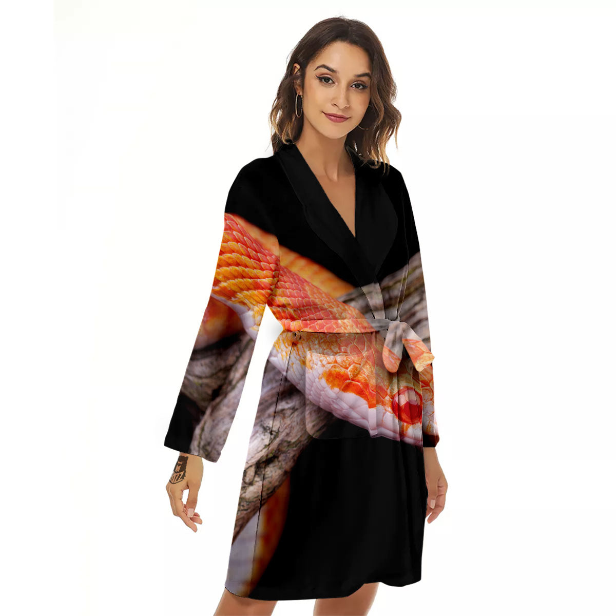 Corn Snake Amel Motley Print Women's Robe-grizzshop