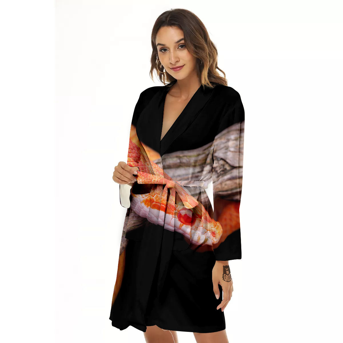 Corn Snake Amel Motley Print Women's Robe-grizzshop