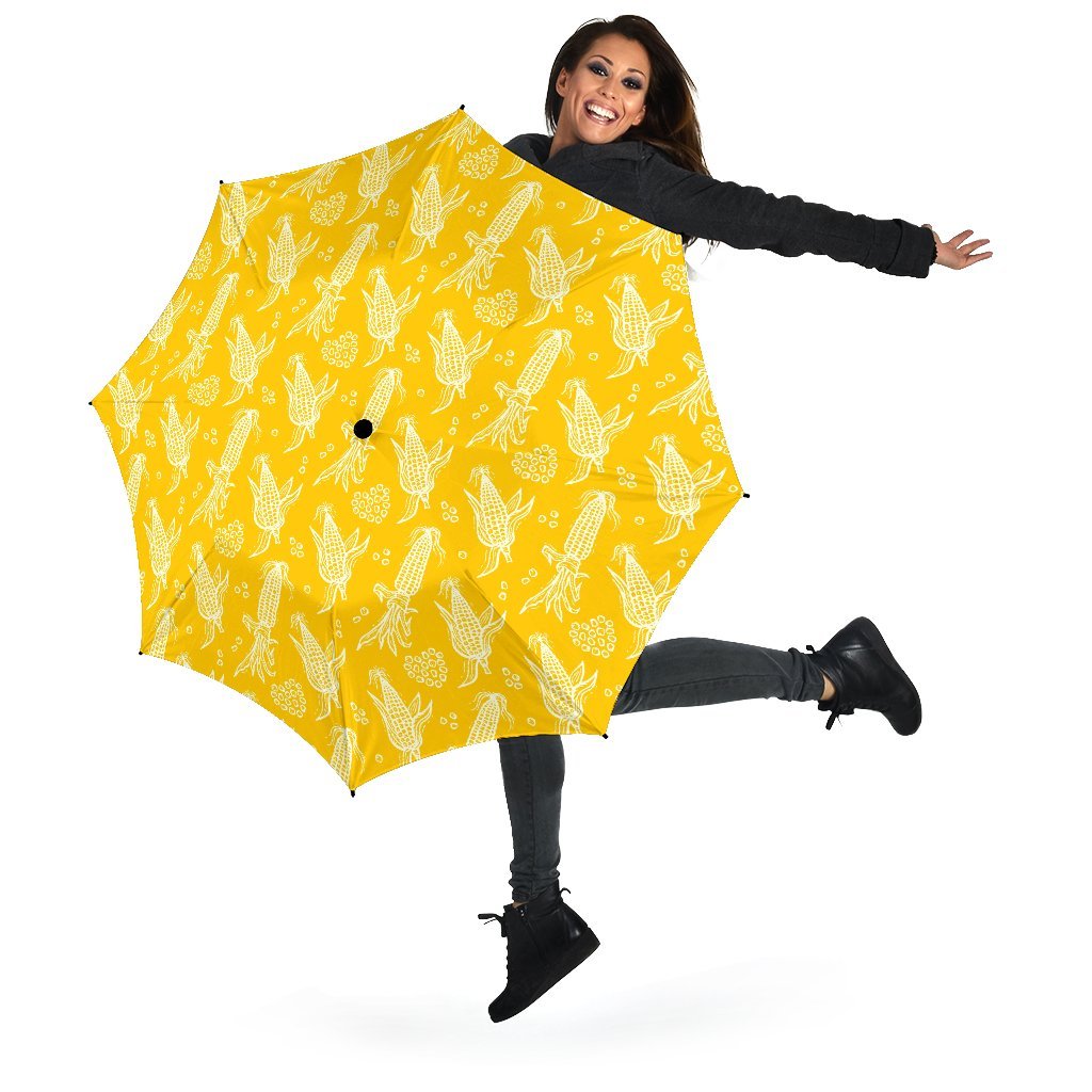 Corn Yellow Pattern Print Automatic Foldable Umbrella-grizzshop