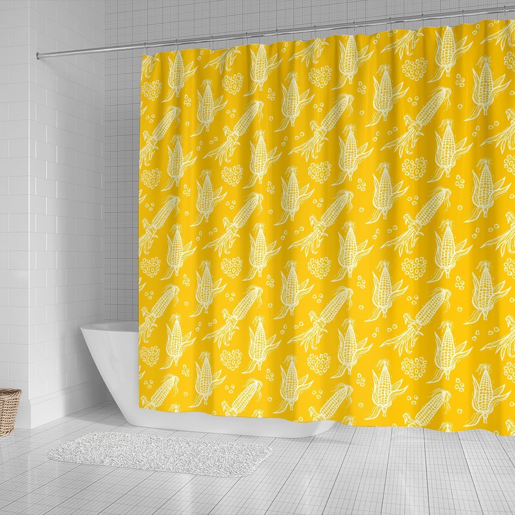 Corn Yellow Pattern Print Bathroom Shower Curtain-grizzshop