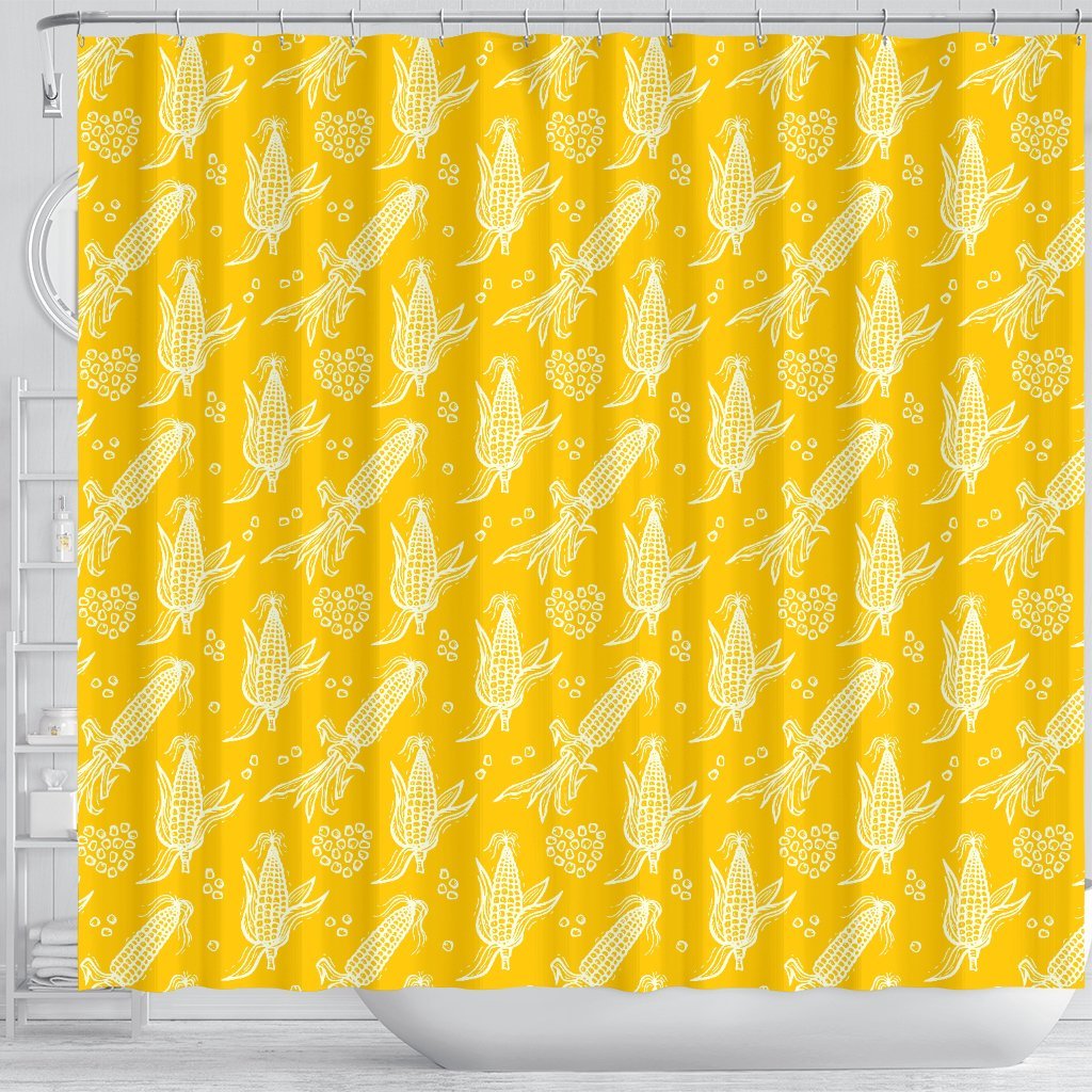 Corn Yellow Pattern Print Bathroom Shower Curtain-grizzshop