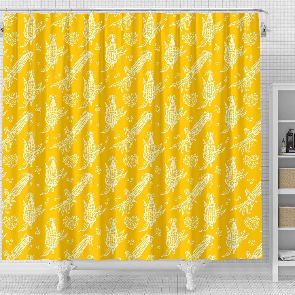 Corn Yellow Pattern Print Bathroom Shower Curtain-grizzshop