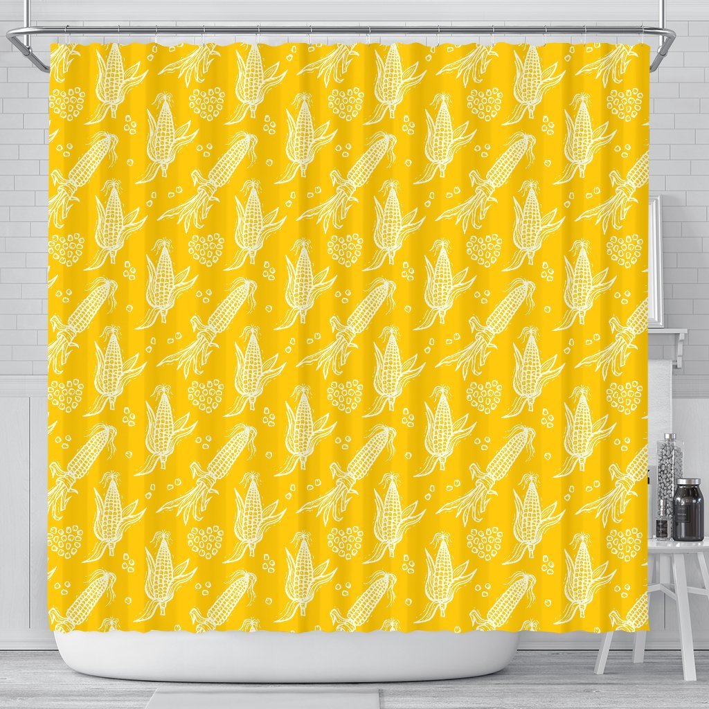 Corn Yellow Pattern Print Bathroom Shower Curtain-grizzshop