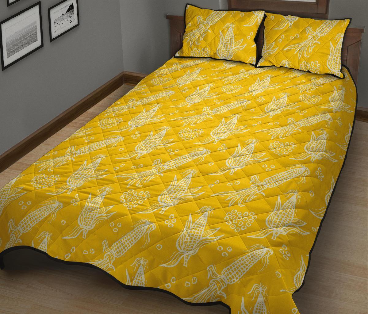 Corn Yellow Pattern Print Bed Set Quilt-grizzshop