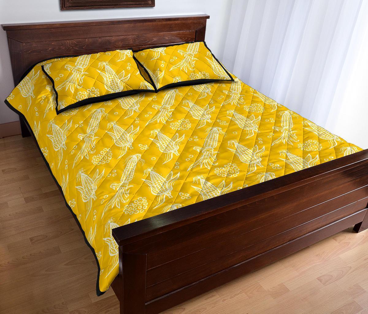 Corn Yellow Pattern Print Bed Set Quilt-grizzshop