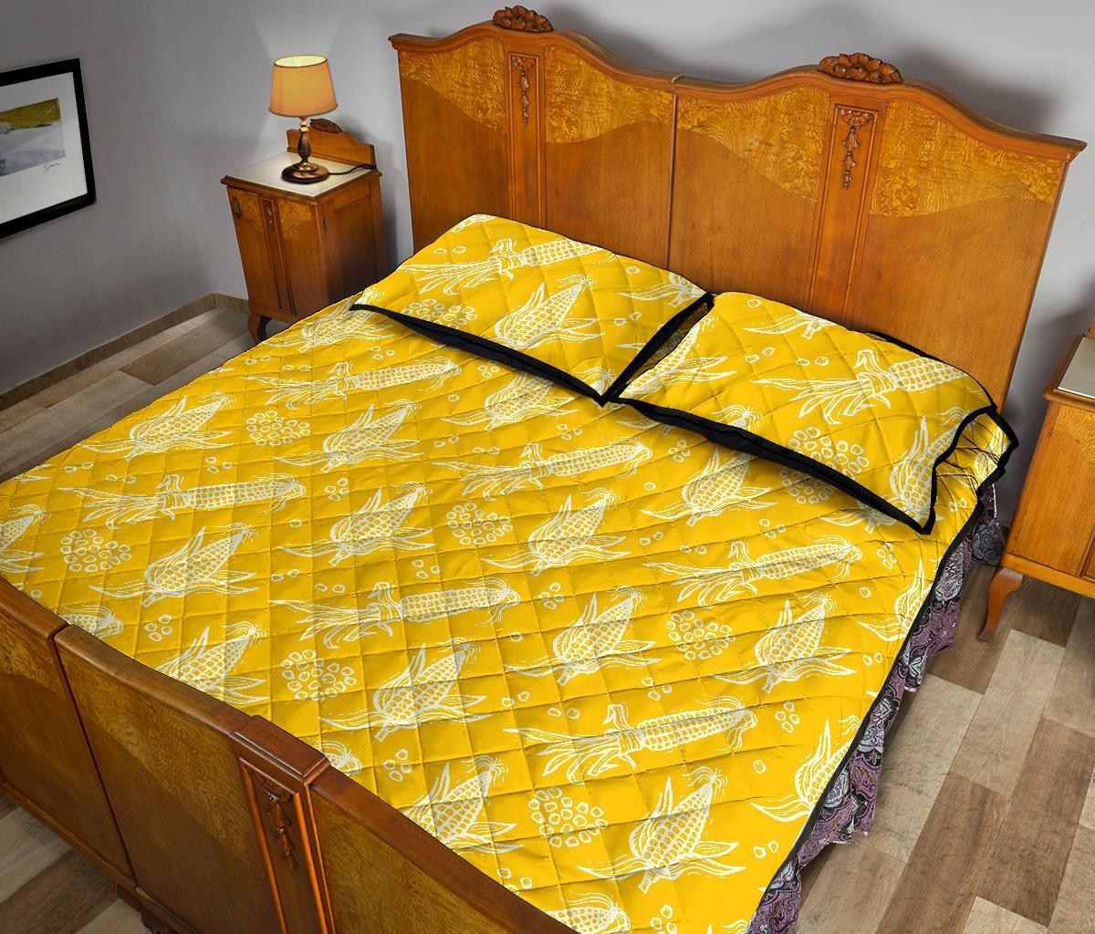 Corn Yellow Pattern Print Bed Set Quilt-grizzshop