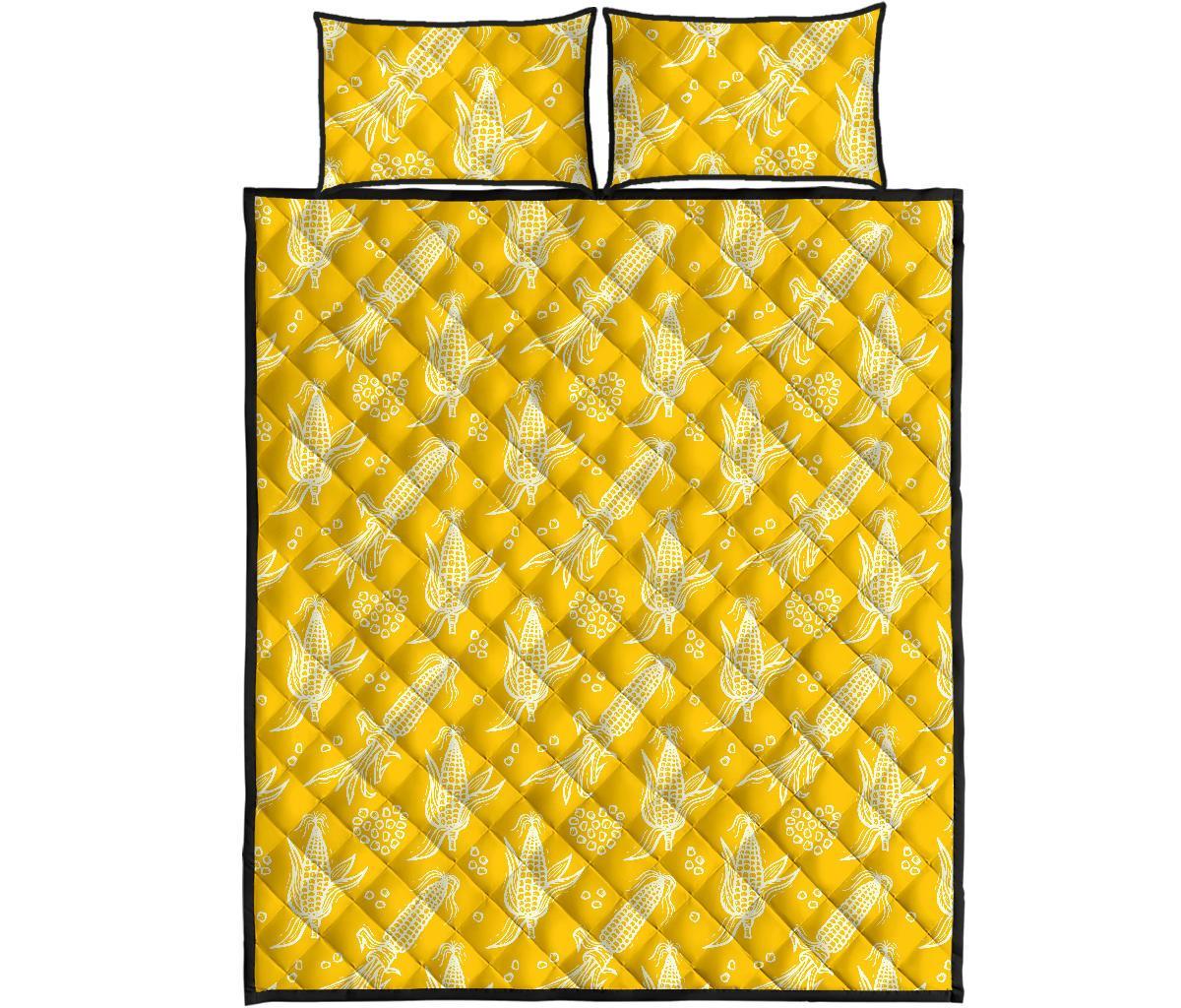 Corn Yellow Pattern Print Bed Set Quilt-grizzshop