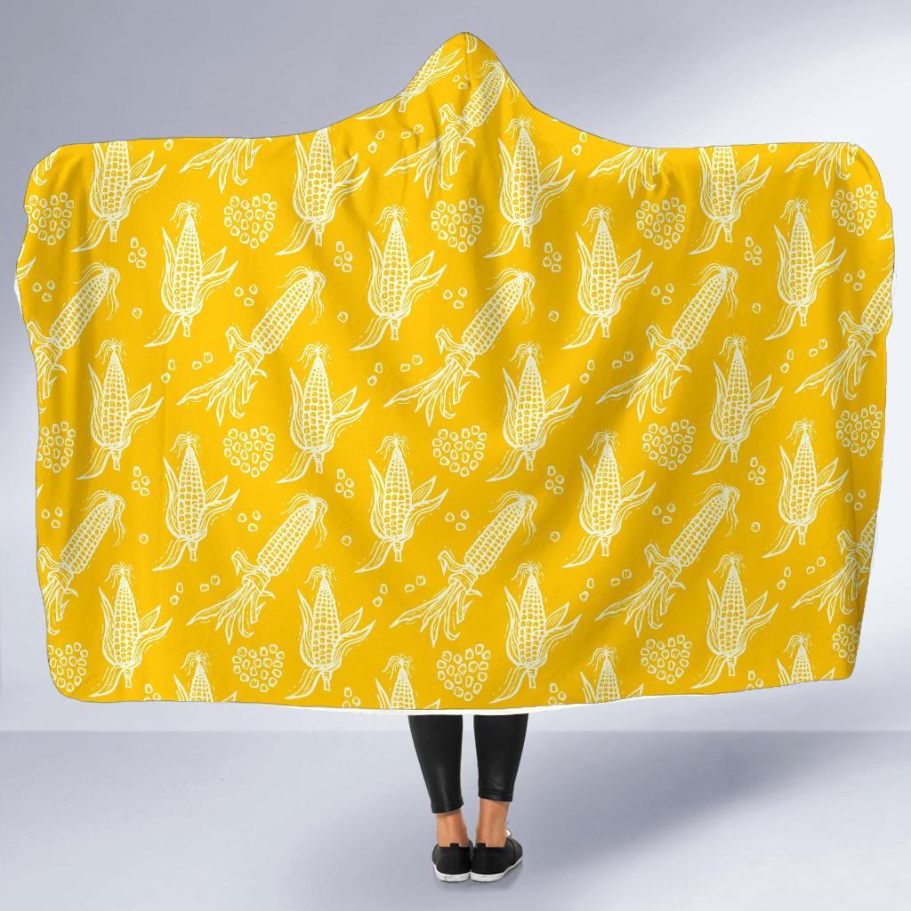 Corn Yellow Pattern Print Hooded Blanket-grizzshop