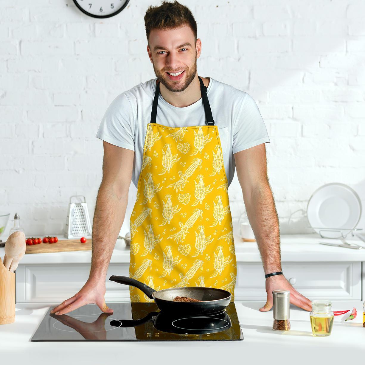 Corn Yellow Pattern Print Men's Apron-grizzshop