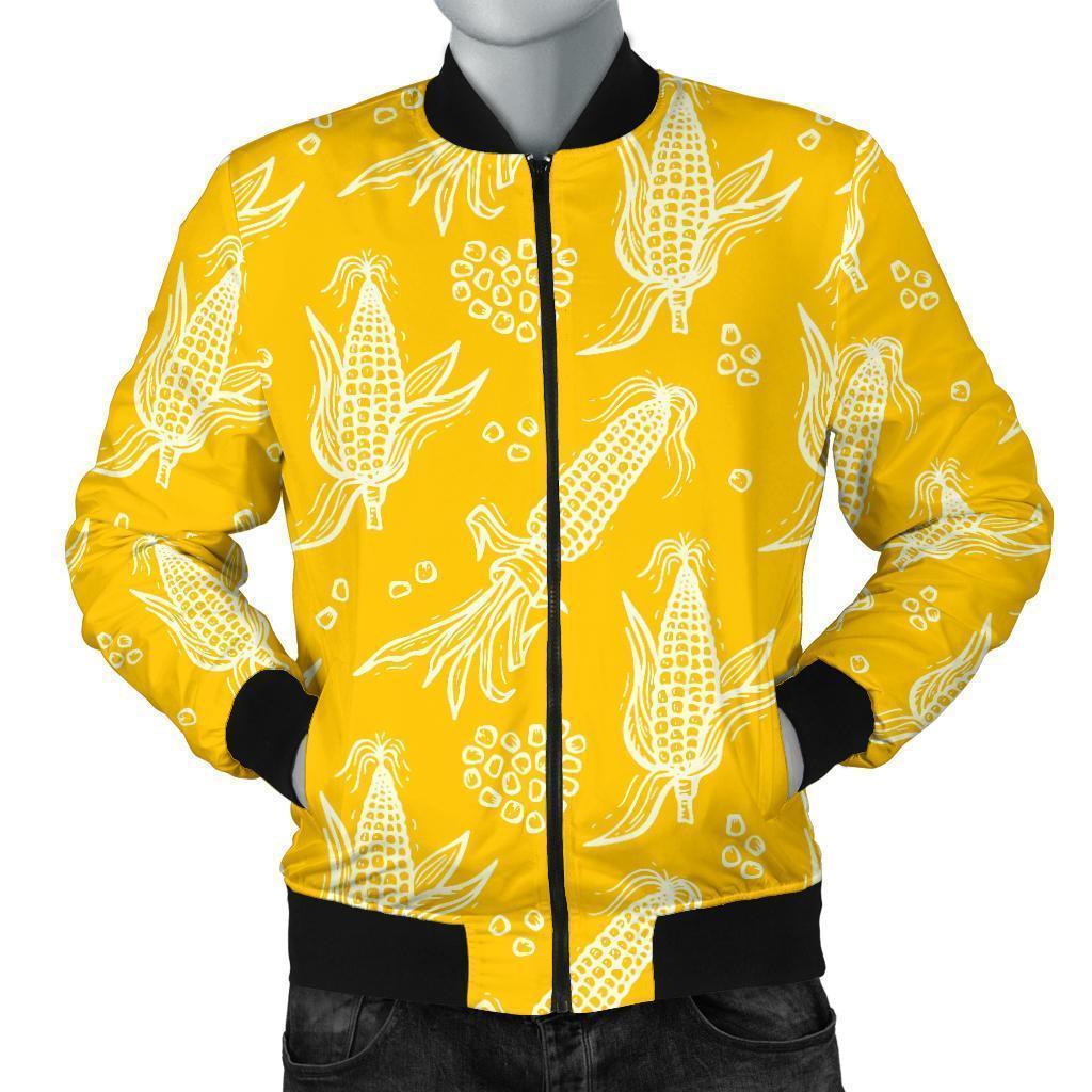 Corn Yellow Pattern Print Men's Bomber Jacket-grizzshop