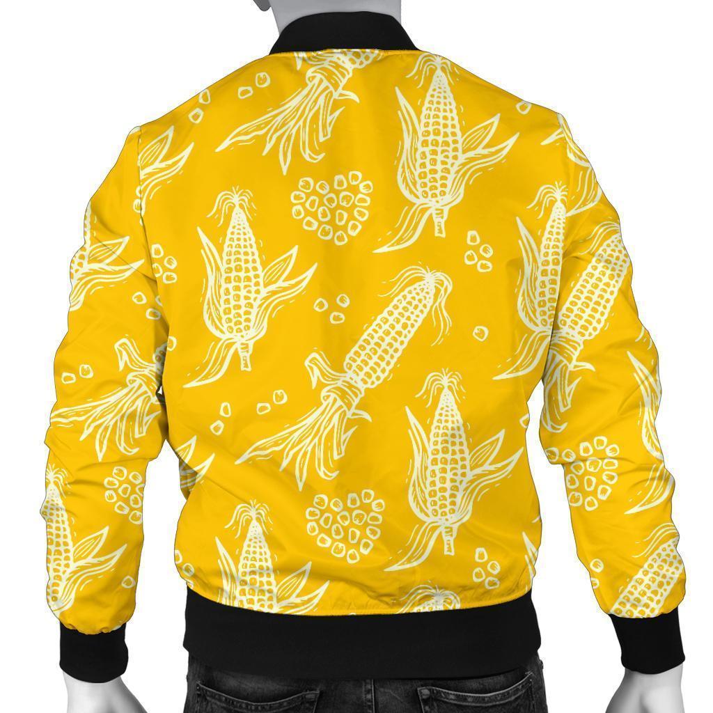 Corn Yellow Pattern Print Men's Bomber Jacket-grizzshop