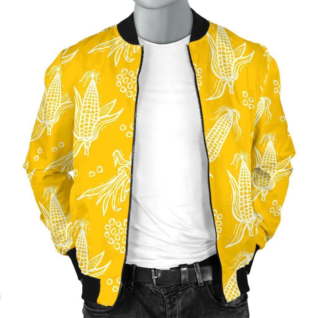 Corn Yellow Pattern Print Men's Bomber Jacket-grizzshop