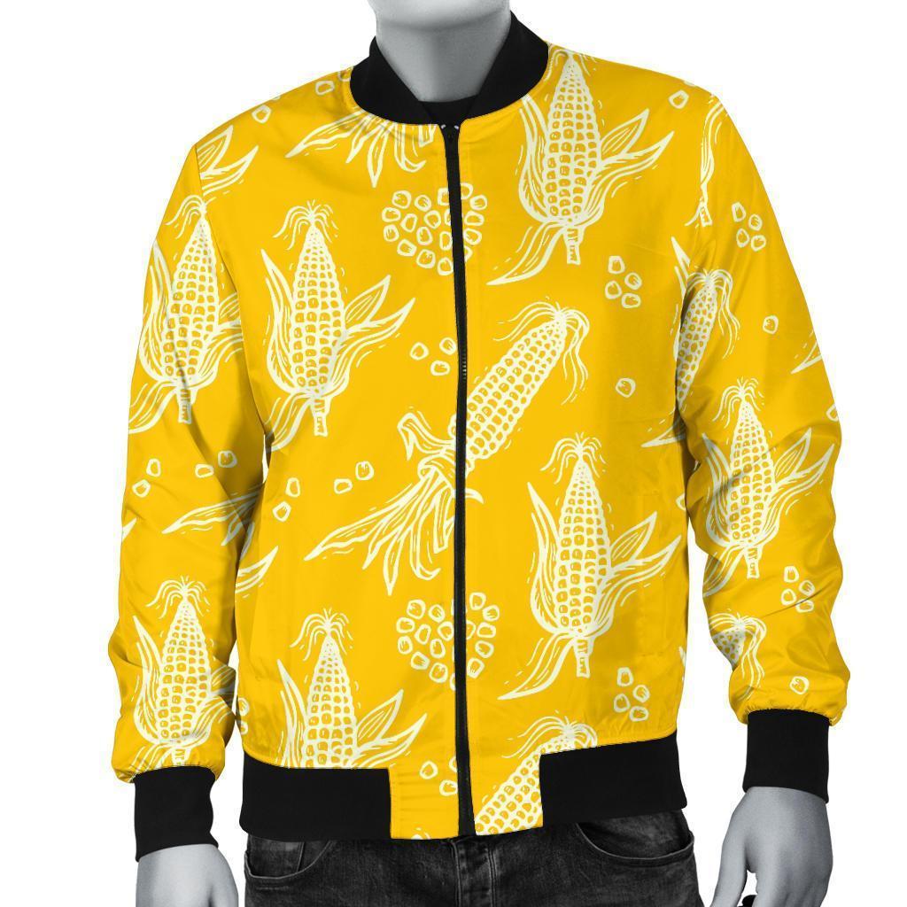 Corn Yellow Pattern Print Men's Bomber Jacket-grizzshop